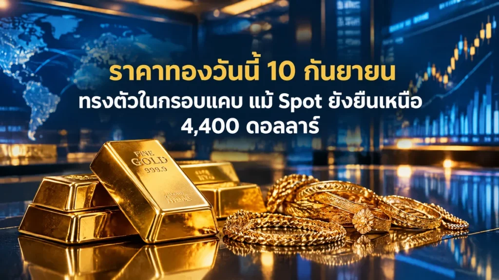 ราคาทองวันนี้ 10 กันยายน ทรงตัวในกรอบแคบ แม้ Spot ยังยืนเหนือ 4,400 ดอลลาร์
