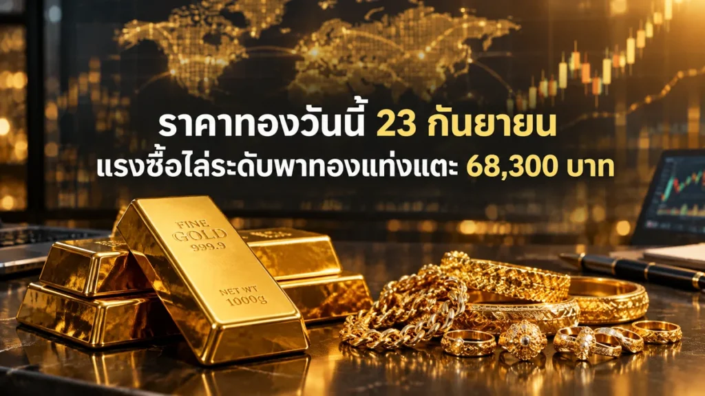 ราคาทองวันนี้ 23 กันยายน แรงซื้อไล่ระดับพาทองแท่งแตะ 68,300 บาท